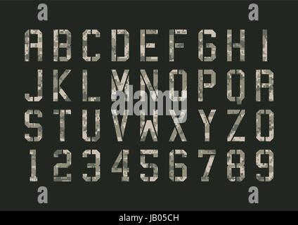Vektor-Illustration von militärischen Schrift mit Pixel-Tarnung Stock Vektor