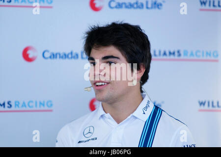 Montreal, Kanada. 7. Juni 2017. Formel-1-Fahrer für die Williams racing team Lance Stroll im Gespräch mit Kindern über ihre Träume lebendig zu halten. Bildnachweis: Mario Beauregard Beaustock/Alamy Live-Nachrichten Stockfoto