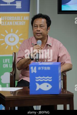 Vereinten Nationen, New York, USA, spricht 8. Juni 2017 - Tommy Remengesau Esang Jr., Präsident der Republik Palau, während einer Podiumsdiskussion bei der SDG Media Zone The Ocean Konferenz heute am Hauptsitz UNO in New York City. Foto: Luiz Rampelotto/EuropaNewswire | weltweite Nutzung Stockfoto