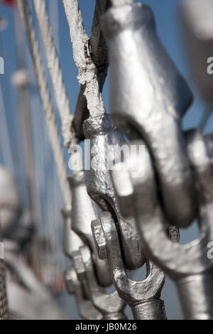 Öfen-Verbindung des Decks durch Fesseln Stockfoto