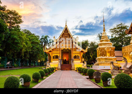 Wat Phra Singh Woramahaviharn. Buddhistischer Tempel in Chiang Mai, Thailand. Stockfoto