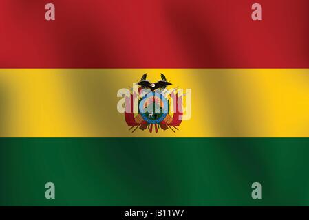 Flagge Bolivien mit ein wenig Winken, Beschattung & Flagge Farben getrennte Schichten-Vector Illustration Stock Vektor