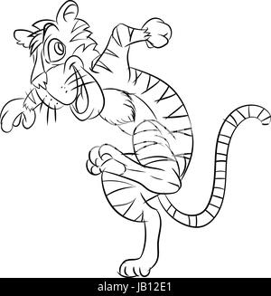 Zeichnung cartoon ein Tiger in Schwarz und Weiß - Vector Illustration Stock Vektor