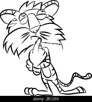Zeichnung cartoon ein Tiger nehmen Denken in Schwarz und Weiß - Vector Illustration Stock Vektor