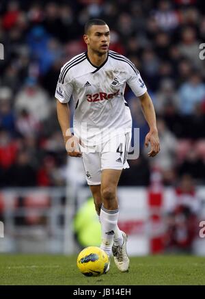 STEVEN CAULKER SWANSEA FC SWANSEA FC Stadion von leichten SUNDERLAND ENGLAND 21. Januar 2012 Stockfoto