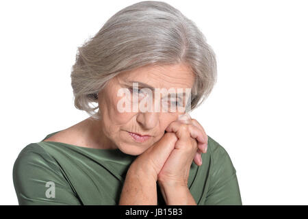 Schöne traurige Seniorin Nahaufnahme Stockfoto