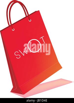 Papiertragetaschen mit SWOT-Analyse-Matrix A strukturierte Planung Methode für die stärken, Schwächen, Chancen und Risiken beteiligt B zu bewerten Stock Vektor