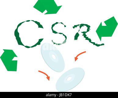 Geschäftskonzepte, Ökologie-Symbol mit CSR Abkürzung oder Corporate Social Responsibility zu Noten erreichen. Stock Vektor