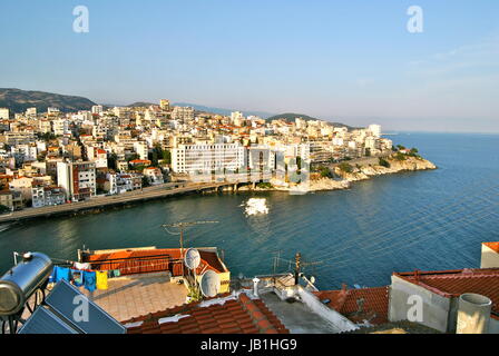 Ein Blick auf Kavala, von der Burg, Kavala, Griechenland Stockfoto