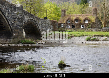 Blick auf das hübsche Dorf Romanum im Conwy valley Stockfoto