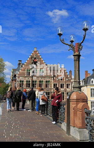 St. Michael Brücke, Fluss Leie, Gent, Ost-Flandern, Belgien, Europa Stockfoto