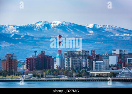 Der Hafen Stadt Aomori, Nord-Japan, Tōhoku-Region. Stockfoto