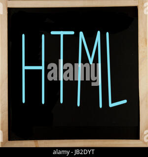 Word-Html mit Kreis um über eine Tafel Stockfoto