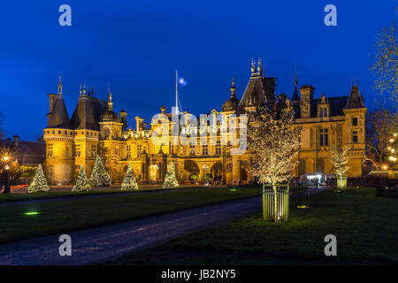 Waddesdon Manor NT Winterlicht Festival 2014.  Licht-Skulpturen sind von Bruce Munro.  November 2014 Stockfoto