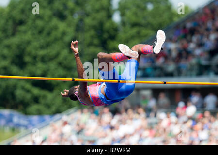 Erik KYNARD konkurrieren im Hochsprung der Männer bei den 2016 Diamond League, Alexander Stadium, Birmingham, UK, 6. Juni 2016. Stockfoto