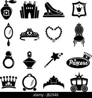 Prinzessin Puppe Icons Set, einfachen Stil Stock Vektor