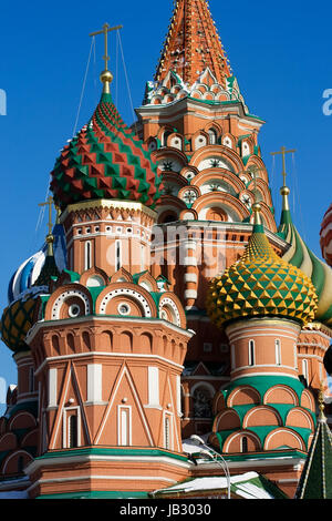 Kuppeln Details der Basilius Kathedrale am Roten Platz in Moskau, Russland Stockfoto