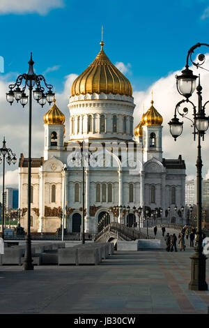 Kathedrale von Christus dem Erlöser und schöne Laternen, Moskau, Russland Stockfoto