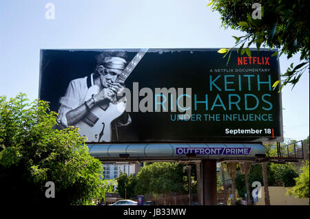 Keith Richards Plakatwand am Sunset Strip in Los Angeles, CA Stockfoto