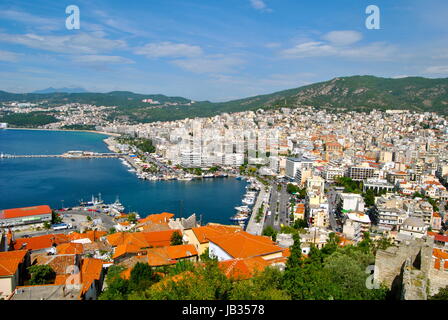 Ein Blick auf Kavala, von der Burg, Kavala, Griechenland Stockfoto