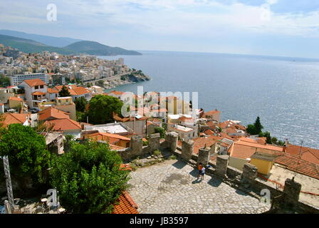 Ein Blick auf Kavala, von der Burg, Kavala, Griechenland Stockfoto