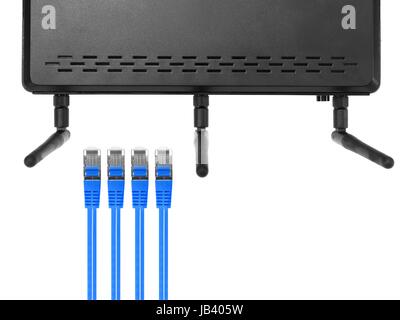 Ethernet-Kabel vor einem einfarbigen Hintergrund isoliert Stockfoto