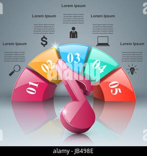 Musikerziehung Infografik. Notiz-Symbol. Stock Vektor