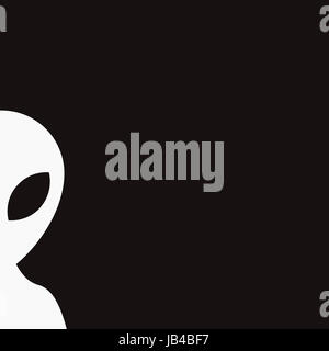 eine Abbildung einer Hand gezeichnet Alien auf schwarzem Hintergrund Stockfoto