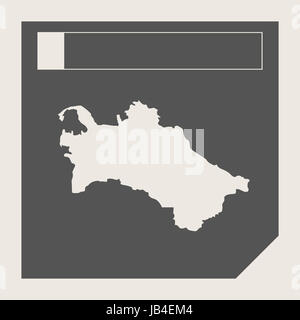 Turkmenistan-Map-Schaltfläche in ansprechende flache Web Design Map-Schaltfläche mit Beschneidungspfad isoliert. Stockfoto
