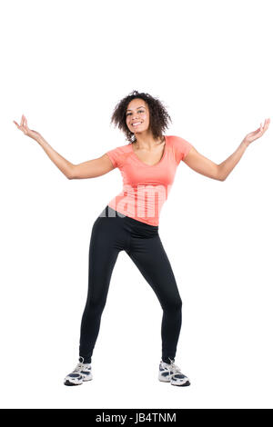 Freigestelltes Foto Einer Jungen Sportlerin Beim Zumba Stockfoto