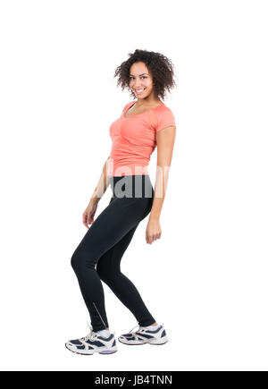 Freigestelltes Foto Einer Jungen Sportlerin Beim Zumba Stockfoto