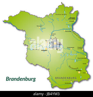 Karte ist modern Gestaltet Und Köhn Alle Wichtigen Topographischen Informationen zu sterben. Städte, Gewässernetz, Höhenzüge Sowie Flugplätze Sind Enthalten.  Bei der Darstellung des Gebietes Wurde Besonders großer Wert Auf die Übersichtlichkeit setzt. Sterben Karte Kann Sofort Eingesetzt Werden Und ist Optimiert Für Den Druck Und Den Einsatz in digitalen Medien. Der Farbmodus ist RGB. Stockfoto