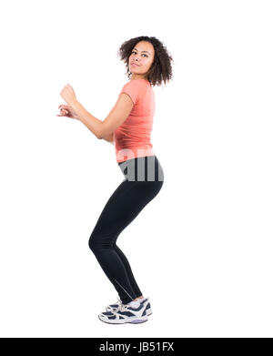 Freigestelltes Foto Einer Jungen Sportlerin Beim Zumba Stockfoto