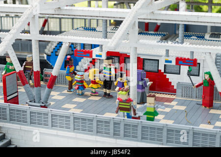 Kuala Lumpur Sentral Bahnhof modelliert in der Miniland-Ausstellung in Legoland Malaysia, Johor Stockfoto