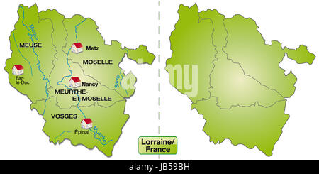 Lothringen in Frankreich als Inselkarte Mit Grenzen. Diese Karte ist Besonders gut Geeignet Für Den Einsatz Im Internet. Sterben Sie Karte Kann Sofort Für Ihr Vorhaben Eingesetzt Werden. Stockfoto