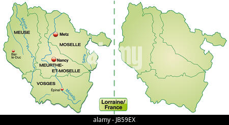 Lothringen in Frankreich als Inselkarte Mit Grenzen in Pastellgrün. Sterben Sie Karte Kann Sofort Für Ihr Vorhaben Eingesetzt Werden. Stockfoto