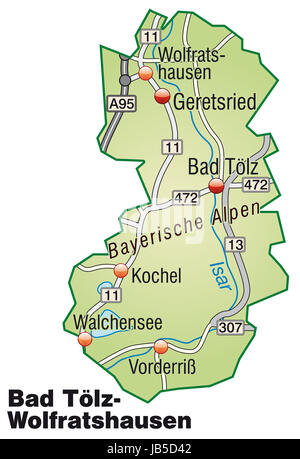 Karte ist modern Gestaltet Und Köhn Alle Wichtigen Topographischen Informationen zu sterben. Städte, Gewässernetz, Höhenzüge Sowie Das Verkehrsnetz Sind Enthalten.  Sterben Karte Kann Sofort Eingesetzt Werden Und ist Optimiert Für Den Druck Und Den Einsatz in digitalen Medien. Der Farbmodus ist RGB. Stockfoto