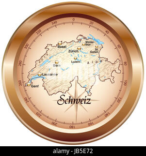 Die Karte ist in Einen Kompass Eingearbeitet Und Köhn Alle Wichtigen Topographischen Informationen.  Sterben Karte Kann Sofort Eingesetzt Werden Und ist Optimiert Für Den Druck Und Den Einsatz in digitalen Medien. Der Farbmodus ist RGB. Stockfoto