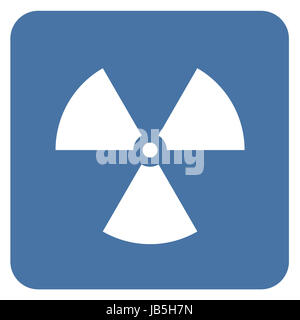Radioaktive Strahlung Symbol auf blauem Grund. Einfache flache Bauweise. Stockfoto