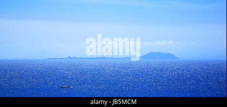 Insel Lobos, Insel Lanzarote, Kanarische Inseln, Spanien. Insel Lobos Insel Lanzarote gesehen. Stockfoto