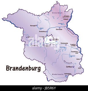 Karte ist modern Gestaltet Und Köhn Alle Wichtigen Topographischen Informationen zu sterben. Städte, Gewässernetz, Höhenzüge Sowie Flugplätze Sind Enthalten.  Bei der Darstellung des Gebietes Wurde Besonders großer Wert Auf die Übersichtlichkeit setzt. Sterben Karte Kann Sofort Eingesetzt Werden Und ist Optimiert Für Den Druck Und Den Einsatz in digitalen Medien. Der Farbmodus ist RGB. Stockfoto