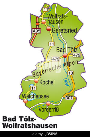 Karte ist modern Gestaltet Und Köhn Alle Wichtigen Topographischen Informationen zu sterben. Städte, Gewässernetz, Höhenzüge Sowie Das Verkehrsnetz Sind Enthalten.  Sterben Karte Kann Sofort Eingesetzt Werden Und ist Optimiert Für Den Druck Und Den Einsatz in digitalen Medien. Der Farbmodus ist RGB. Stockfoto