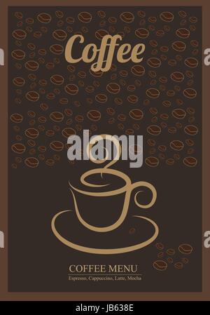 Moderne Poster mit Kaffee Hintergrund. Vorlagen mit Kaffee für Restaurant oder Café-Menü-Design, Banner, Flyer und Einladungen. Stock Vektor