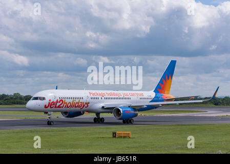 Flugzeug-Flughafen Manchester Jet2 Boeing 757 Stockfoto