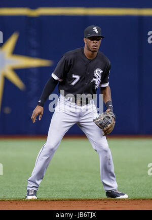 8. Juni 2017 - Chicago White Sox Shortstop Tim Anderson (7) in das Spiel zwischen den White Sox und die Sonnenstrahlen im Tropicana Field, St. Petersburg, Florida, USA. Del Mecum/CSM Stockfoto
