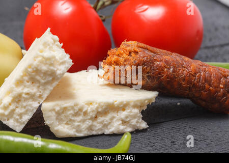 Frische Bio Rohmehl für Restaurants, natürliche Inhaltsstoffe, Wurst und hausgemachte Käse Stockfoto