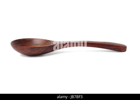 Dunkel braun Holzlöffel isoliert auf weißem Hintergrund Stockfoto