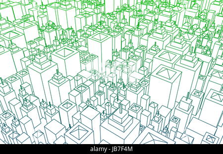 Moderne Architektur Mesh Stadt Wireframe Linien Basic Stockfoto