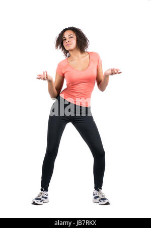 Freigestelltes Foto Einer Jungen Sportlerin Beim Zumba Stockfoto