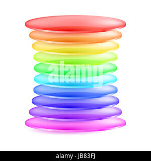 Abstrakte Form der bunten transparenten Schichten gebildet. Abbildung auf weißem Hintergrund Stockfoto